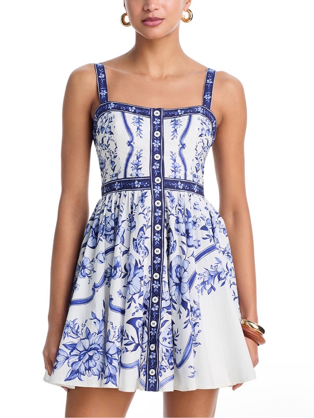 Blue & White Floral Button-Front Sundress